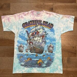 Liquid Blue Pastel Tie-Dye Grateful Dead Tee